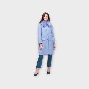 This is a Kate Spade Wild Ones Faux Fur Trim Coat in Periwinkle Sky sz 12 NWOT